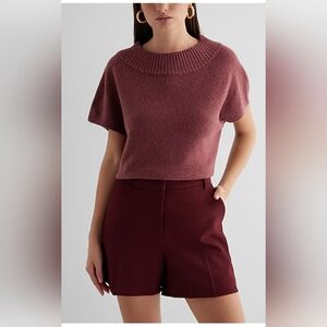 NWT Editor High Waisted Tailored Midi Shorts Size 8 in Wine